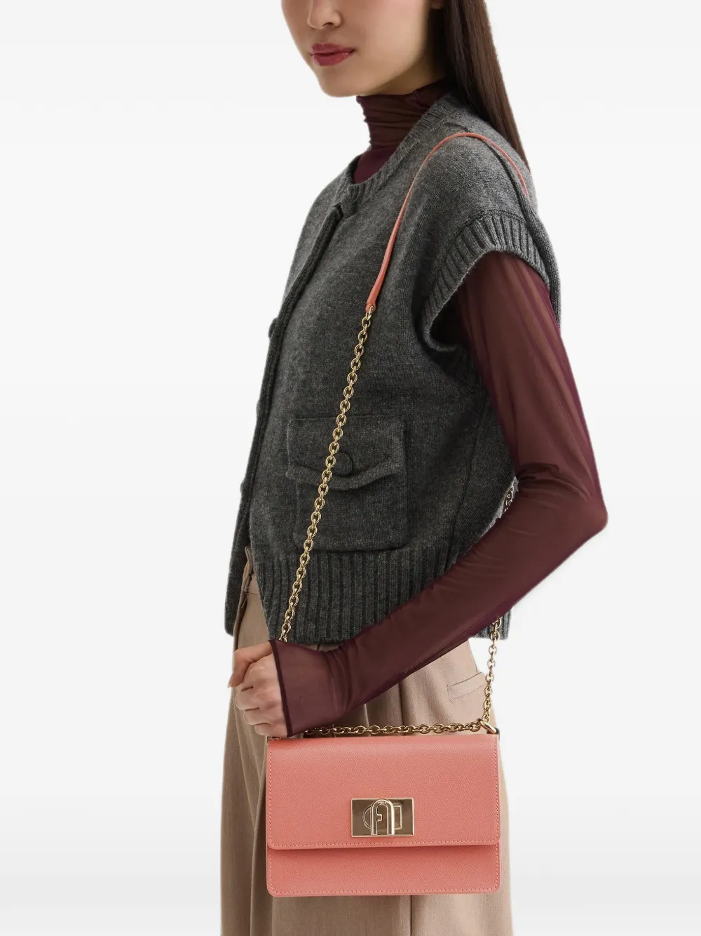 Furla 1927 kleine tas van bewerkt leer Roze