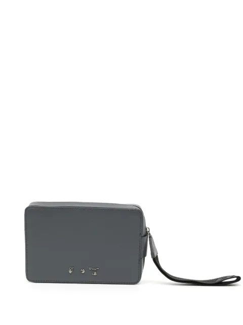 Off-White logo-plaque wristlet clutch bag