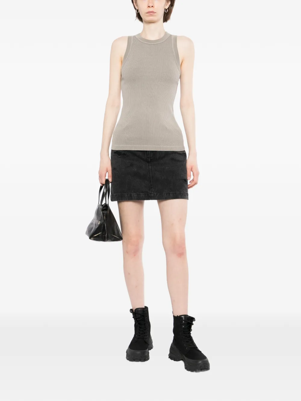 AGOLDE Leigh geribbelde tanktop Beige