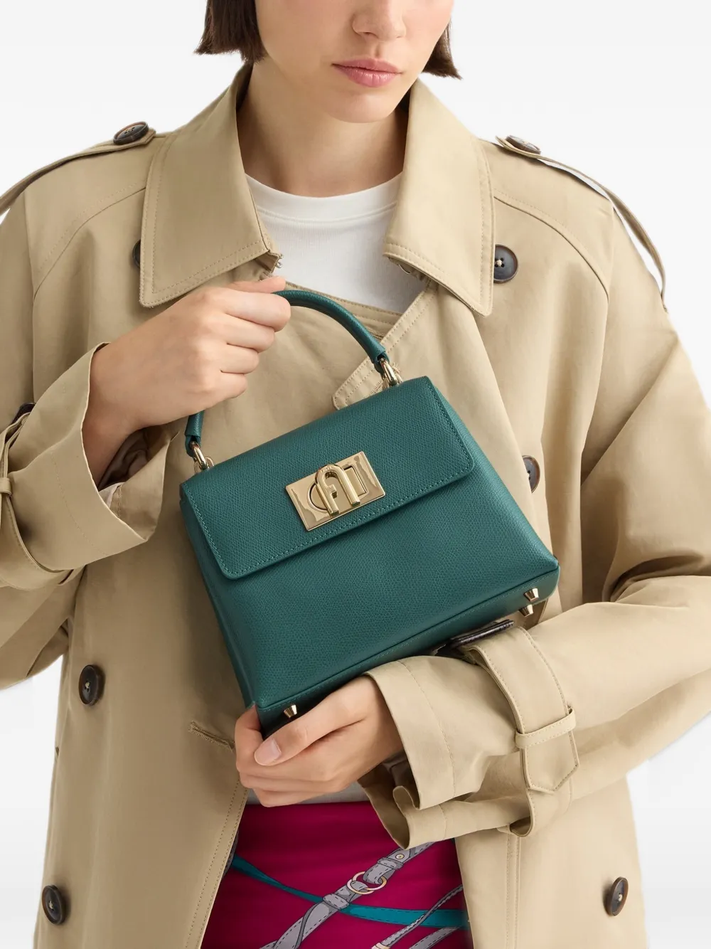 Furla 1927 Arch shopper met logo Groen
