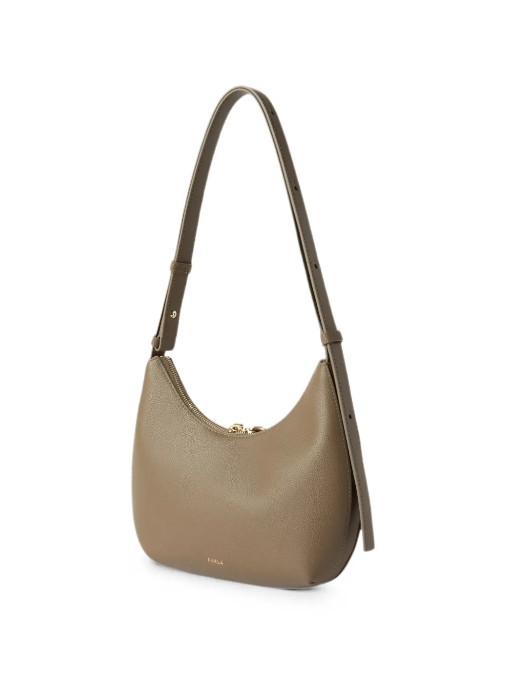 Furla Goccia leren schoudertas met textuur Beige