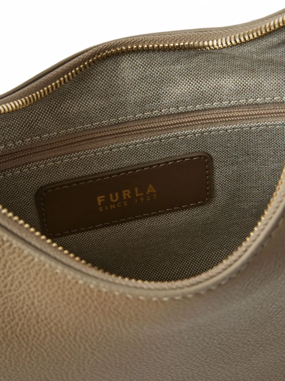 Furla Goccia leren schoudertas met textuur Beige