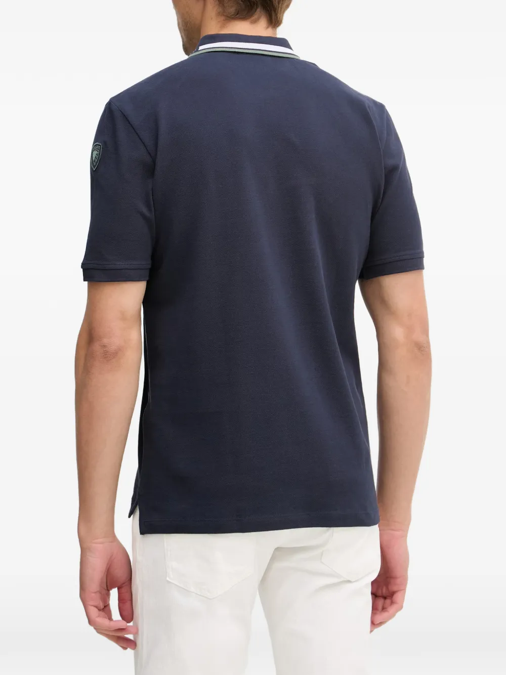 Blauer Poloshirt met logopatch Blauw