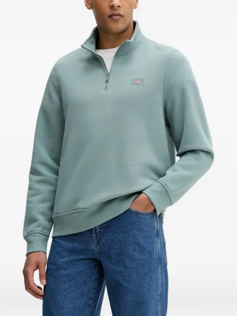 DICKIES Oakport quarter-zip logo-patch sweatshirt