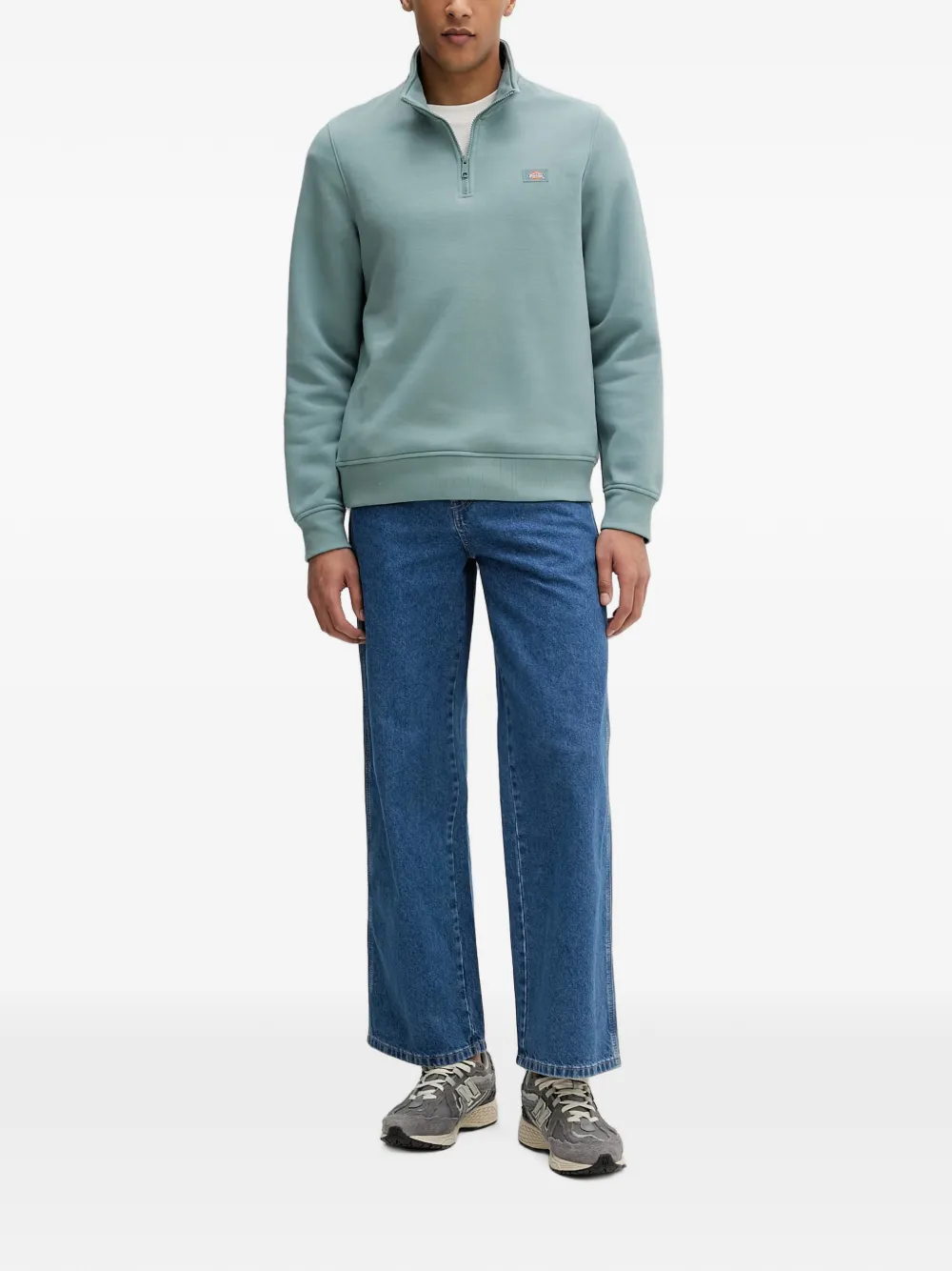 DICKIES Oakport sweater met logopatch en rits Blauw