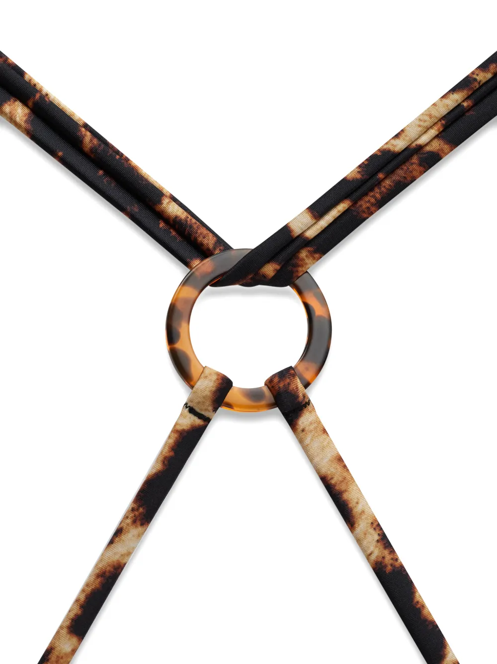 Maison Close Badpak met gekruiste bandjes en luipaardprint Bruin