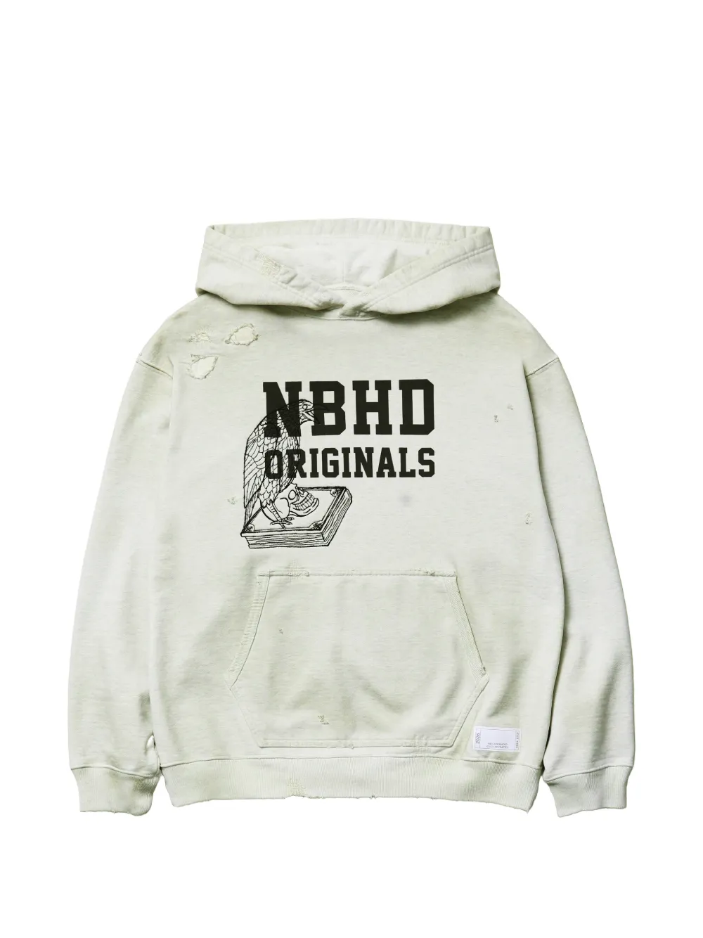 Neighborhood distressed graphic-print hoodie - Neutrals