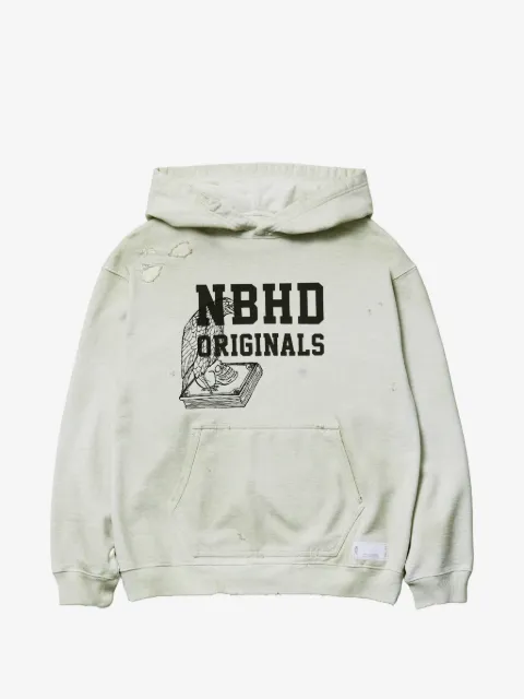Neighborhood distressed graphic-print hoodie