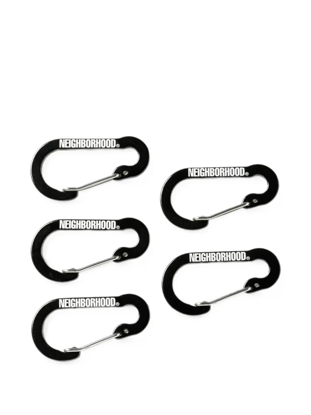 Neighborhood logo-print carabiners (set of five) - Schwarz
