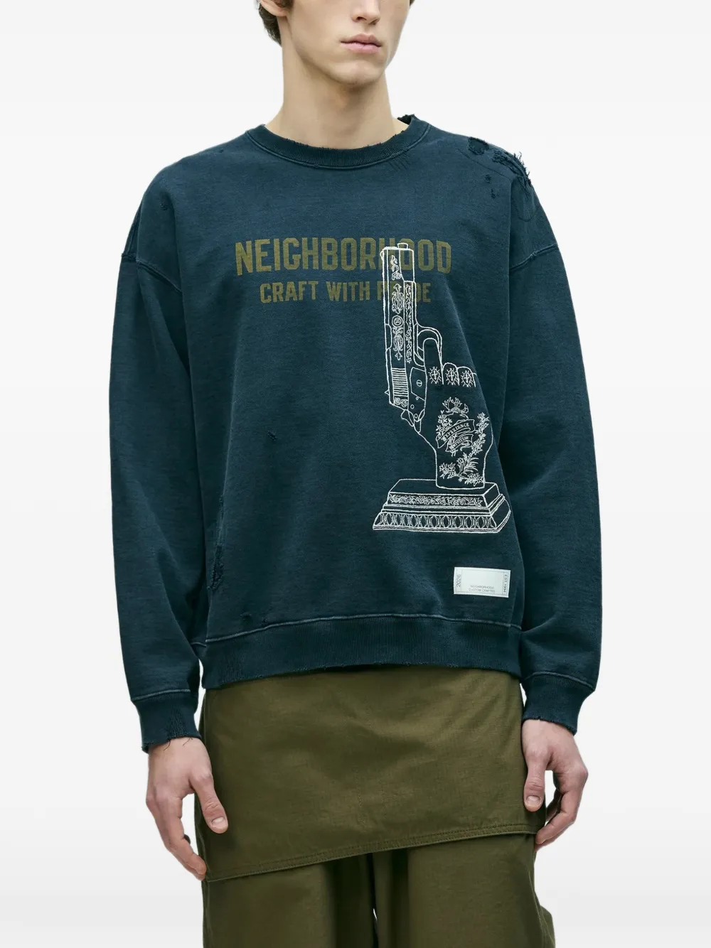 Neighborhood Sweater met grafische print Zwart