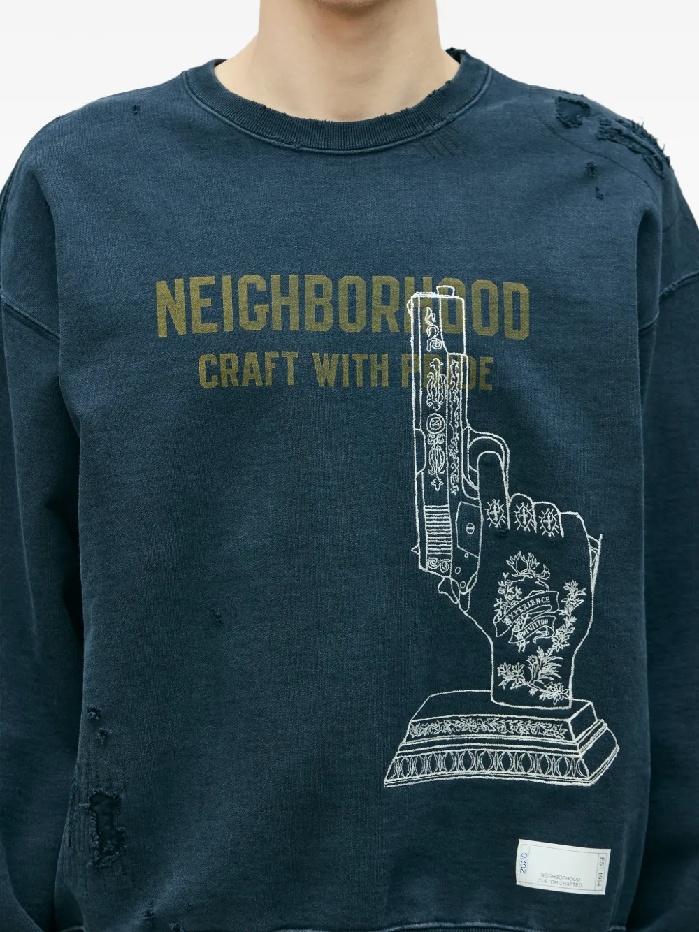 Neighborhood Sweater met grafische print Zwart