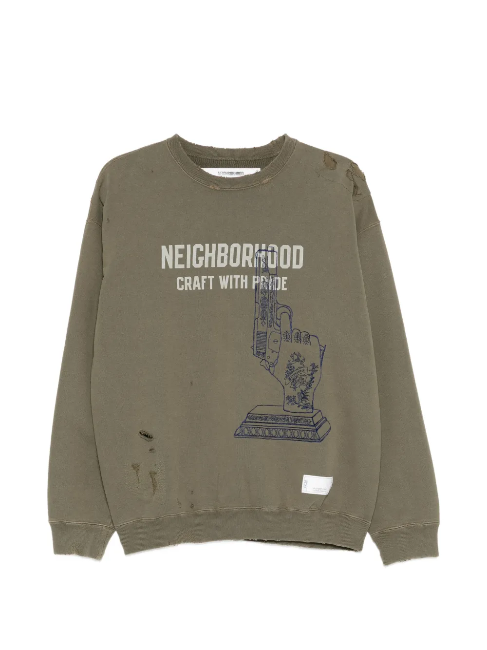 Neighborhood distressed graphic-print sweater - Verde