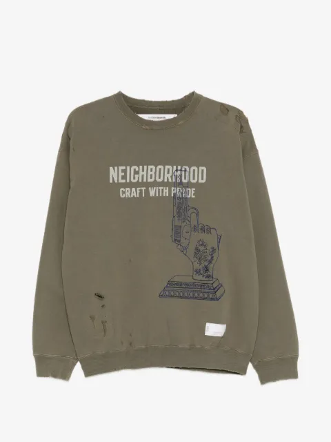 Neighborhood distressed graphic-print sweater