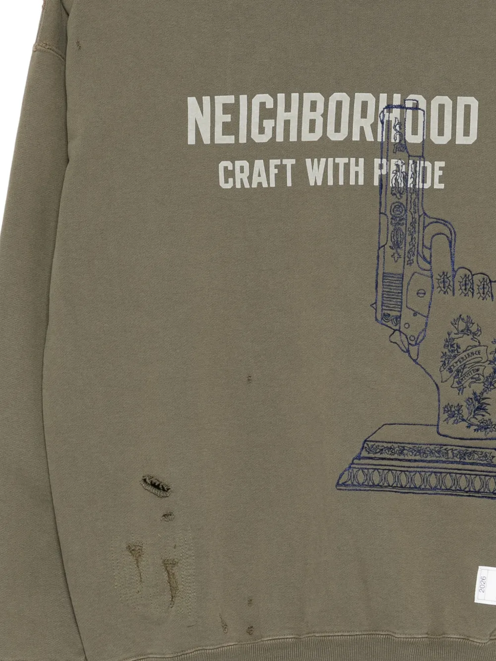 Neighborhood Gerafelde trui met print Groen