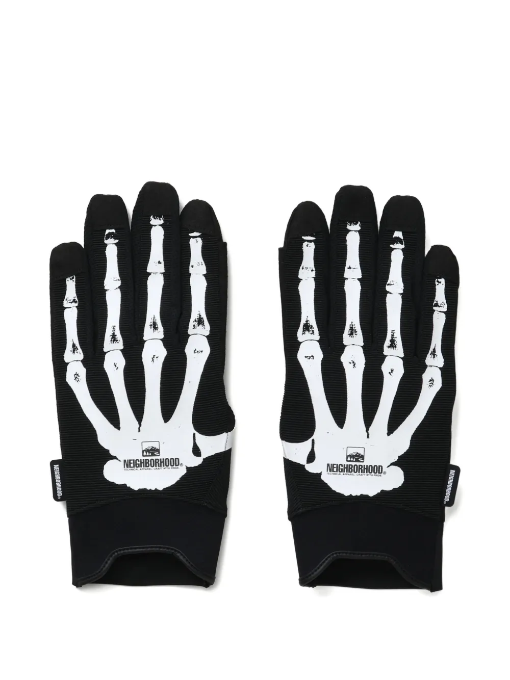 Neighborhood skeleton-print gloves - Nero