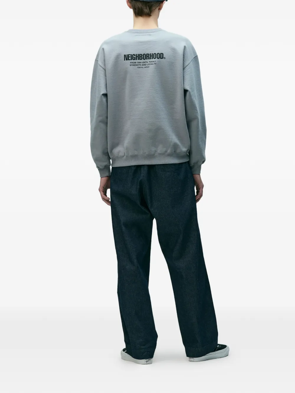 Neighborhood Katoenen jeans met riemlussen Blauw