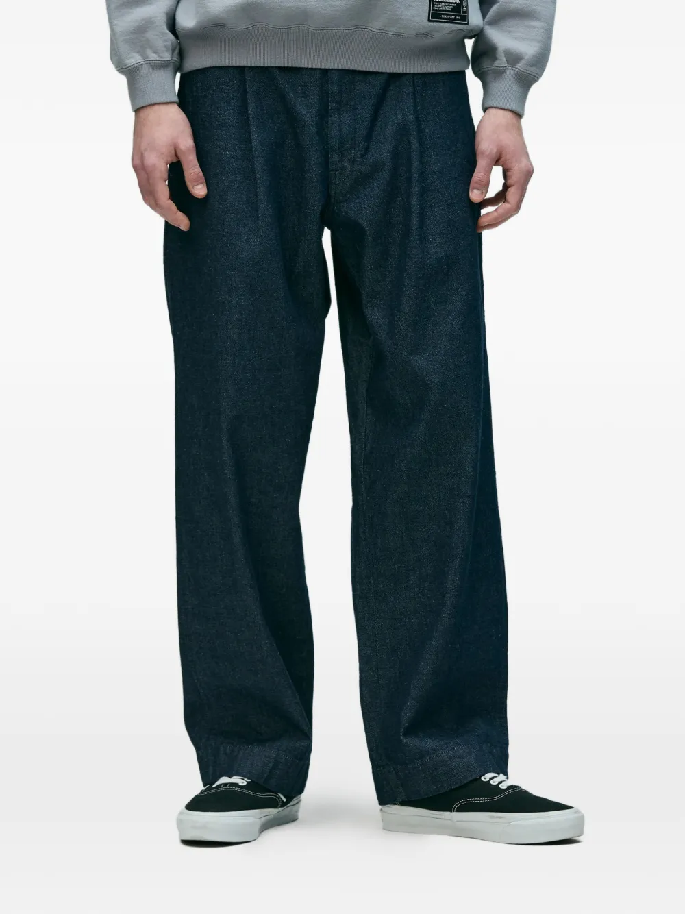 Neighborhood Katoenen jeans met riemlussen Blauw