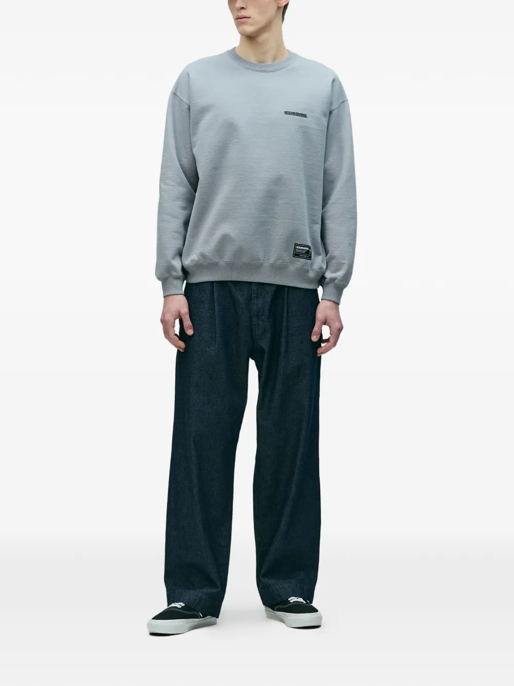 Neighborhood Katoenen jeans met riemlussen Blauw
