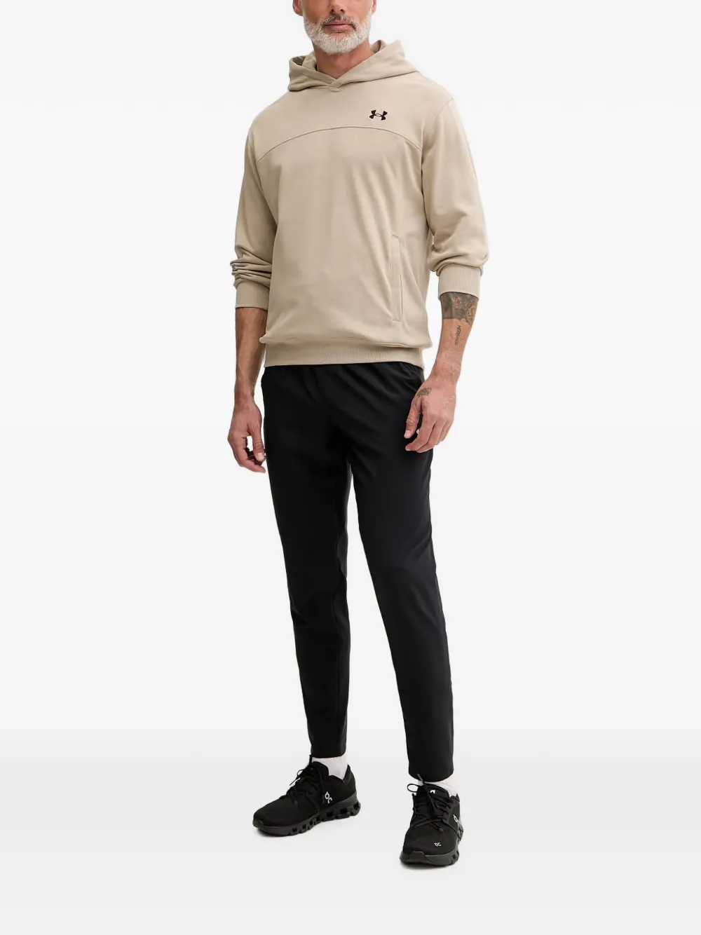 Under Armour Rival Lightweight logo-embroidered hooded hoodie Beige