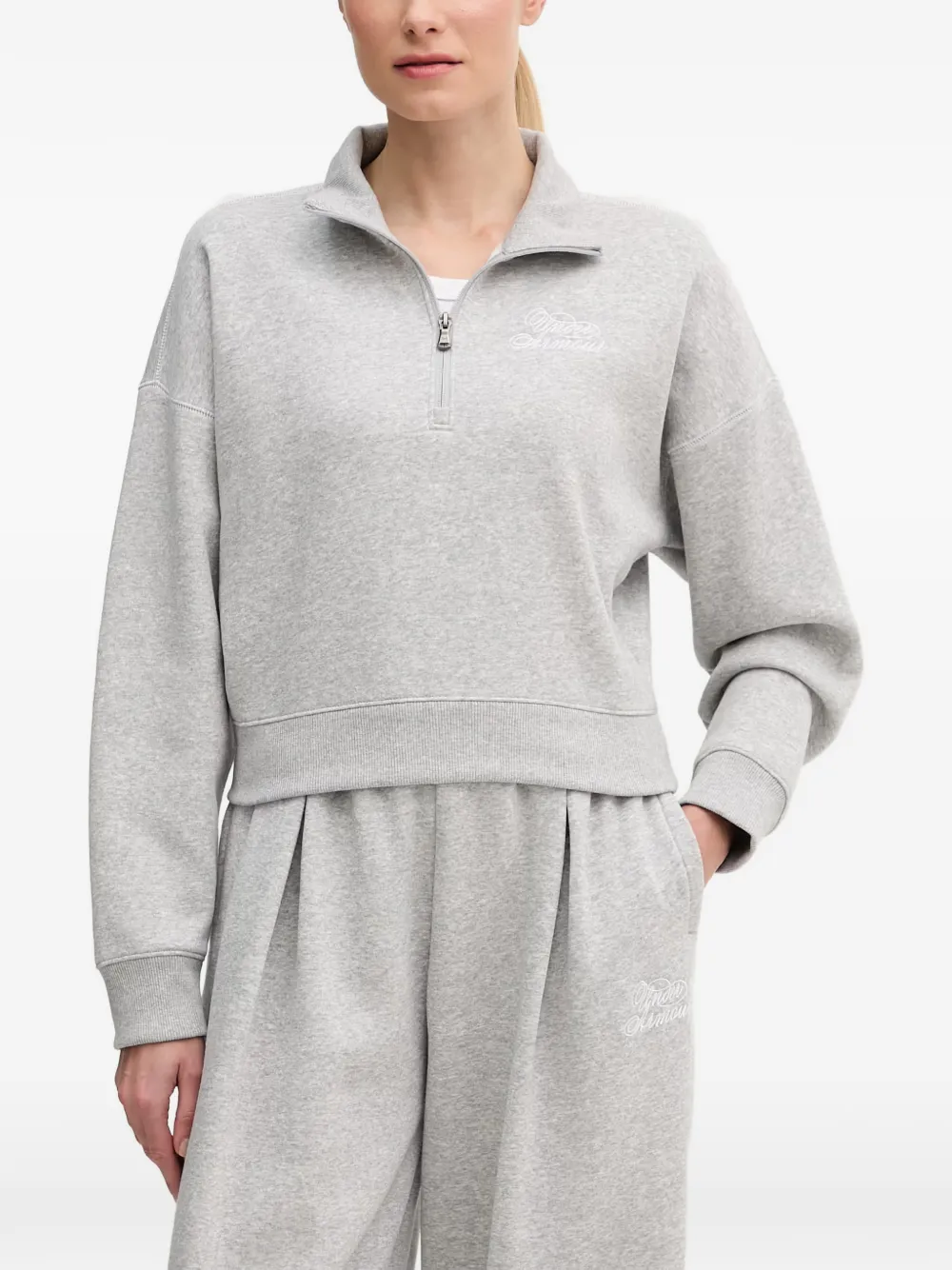 Under Armour UA Rival Script quarter-zip cropped sweater - Grau