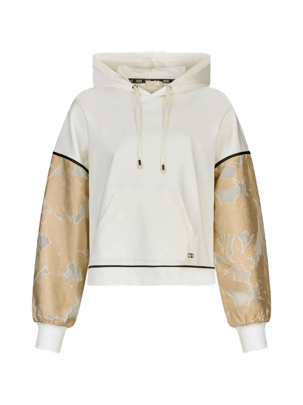 LIU JO floral-jacquard panelled hoodie - Weiß