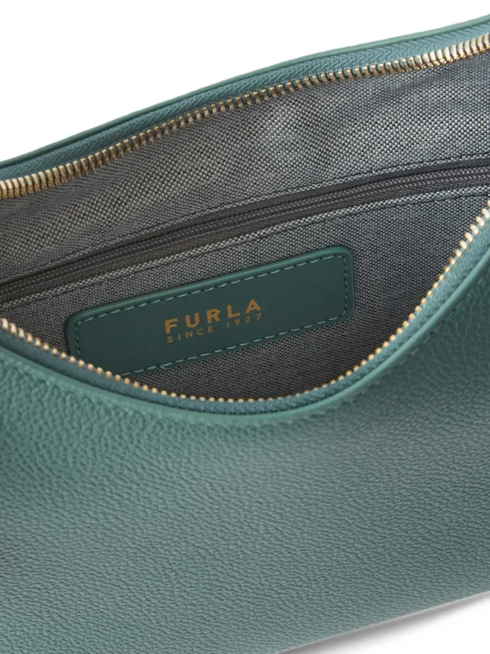 Furla Goccia leren schoudertas met textuur Groen