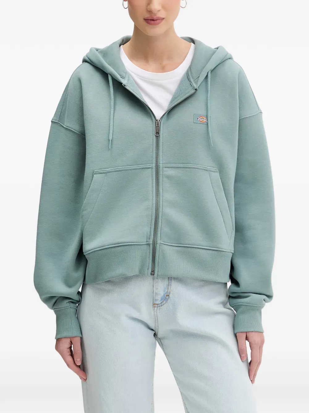 DICKIES Oakport logo-patch zip-up hoodie - Grün