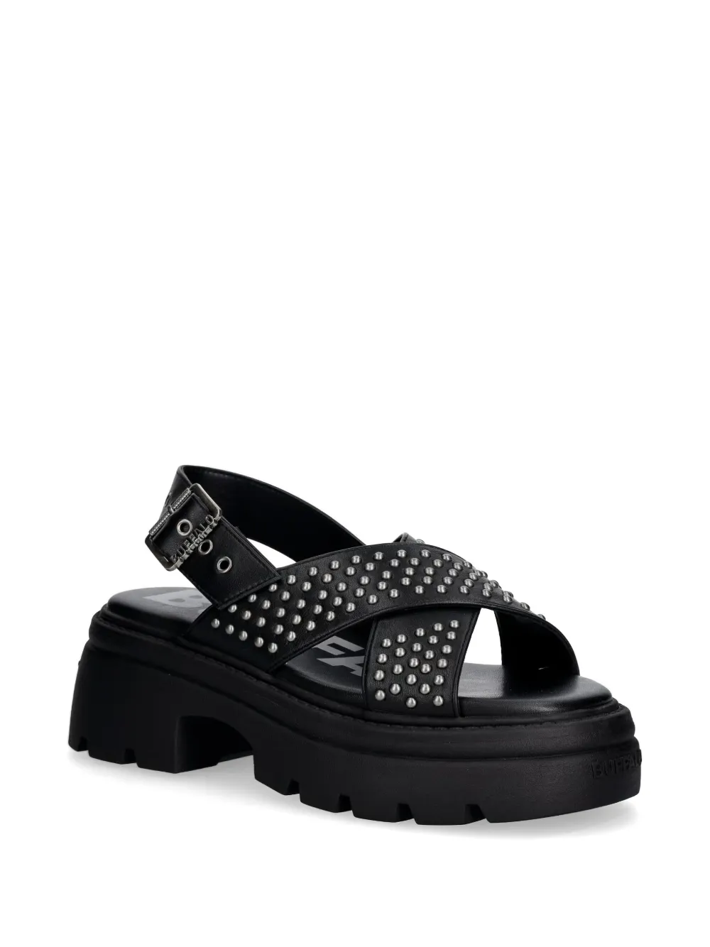 Buffalo Vega Cross sandalen met plateauzool en studs Zwart