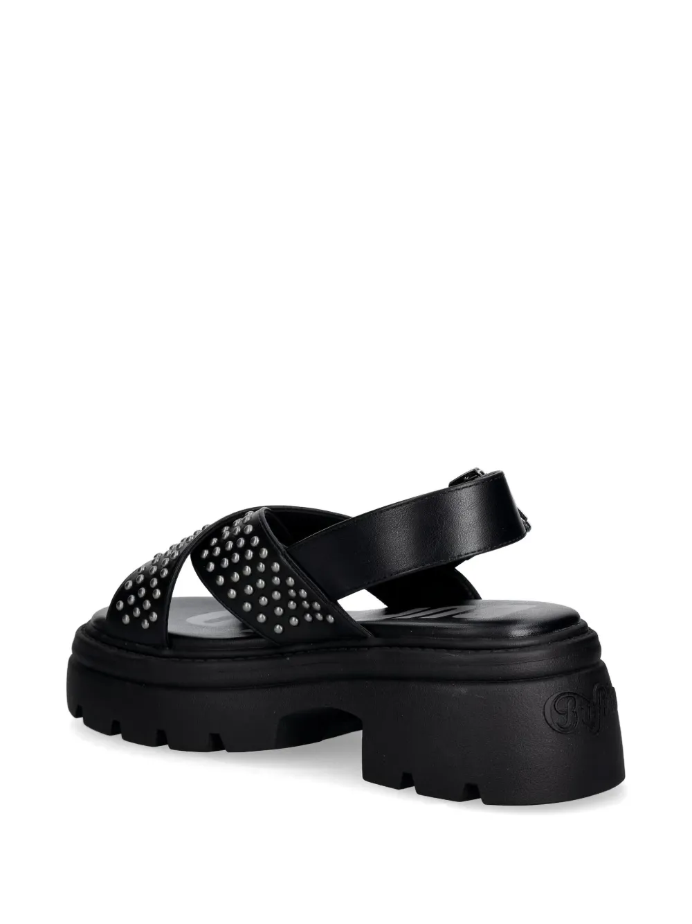 Buffalo Vega Cross sandalen met plateauzool en studs Zwart