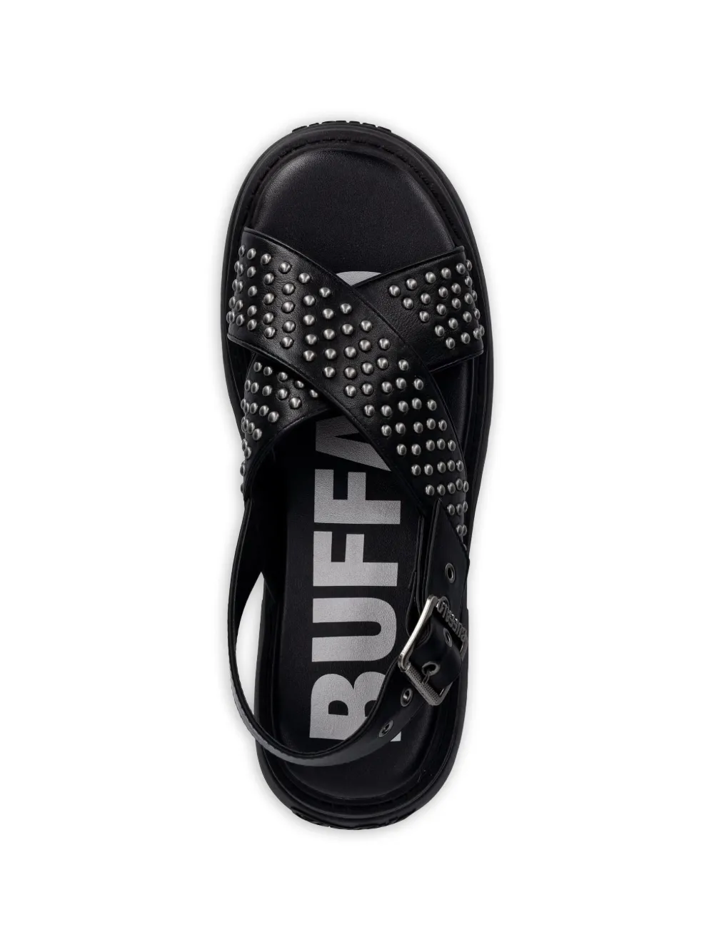 Buffalo Vega Cross sandalen met plateauzool en studs Zwart