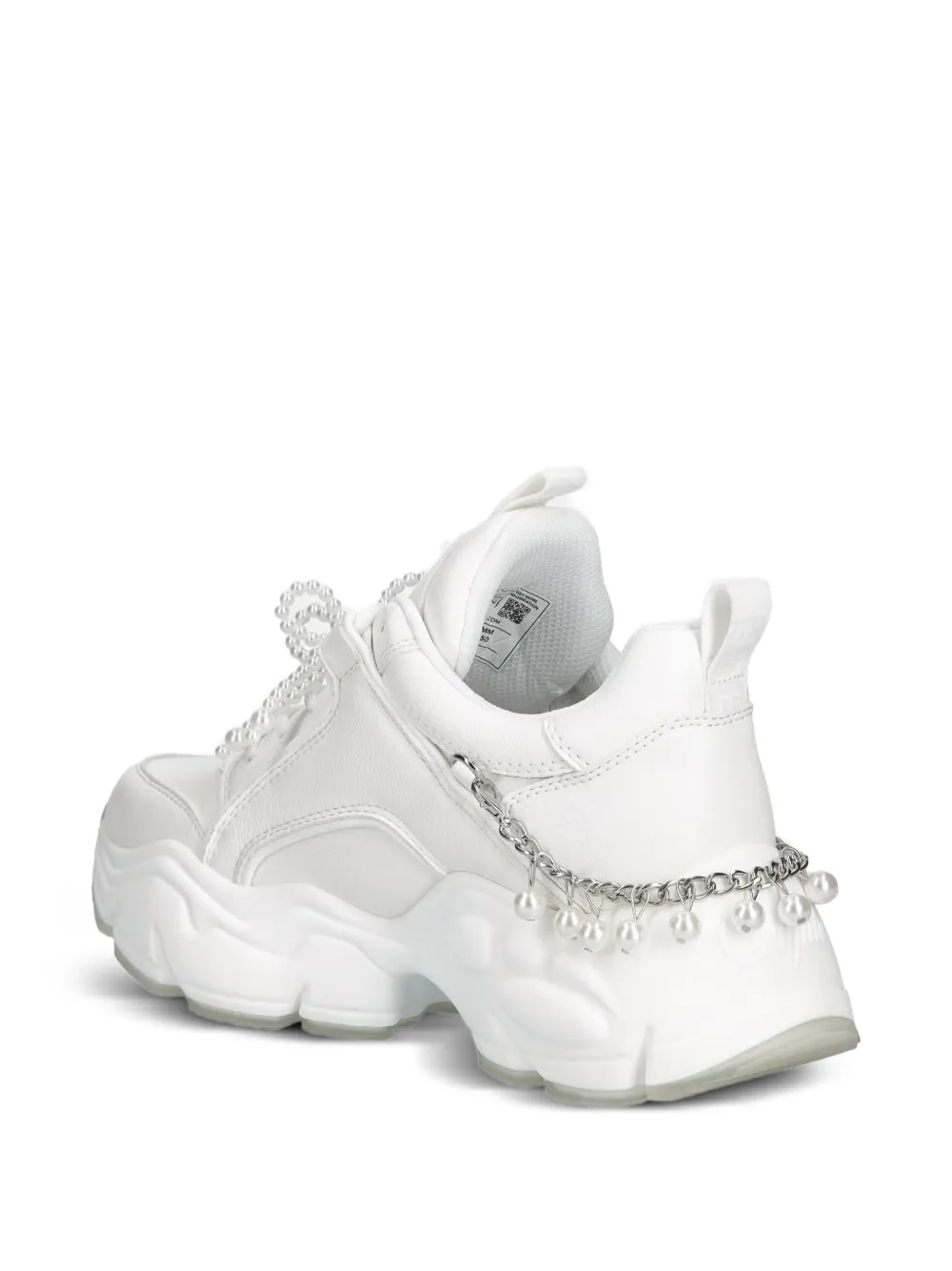 Buffalo Binary sneakers verfraaid met parels en chunky zool Wit