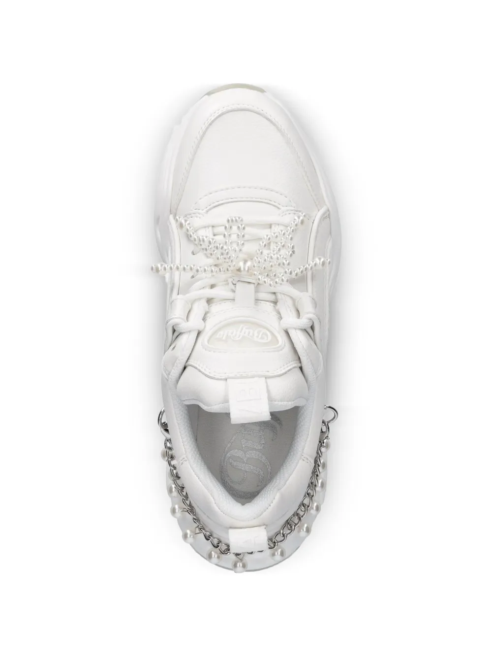 Buffalo Binary sneakers verfraaid met parels en chunky zool Wit