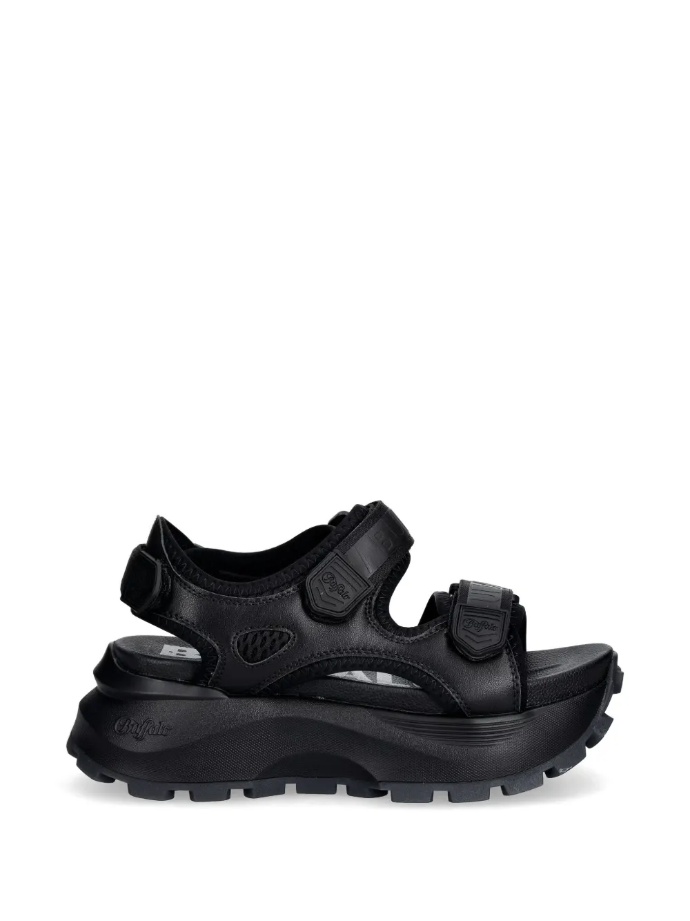 Buffalo Manhattan SND sandalen met plateauzool en klittenband Zwart