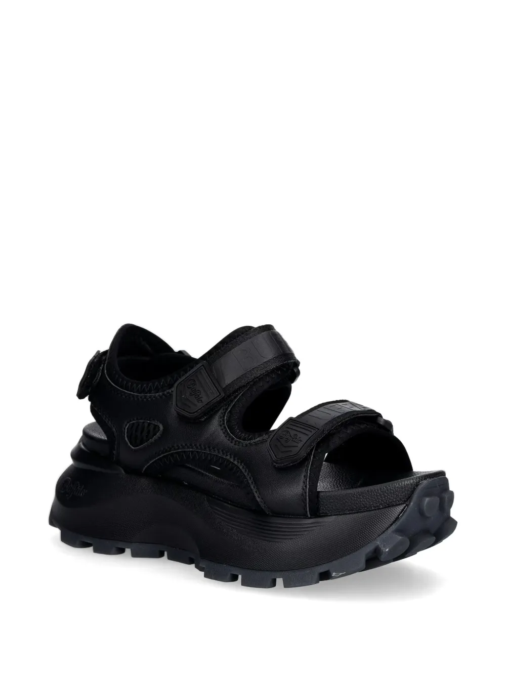 Buffalo Manhattan SND sandalen met plateauzool en klittenband Zwart