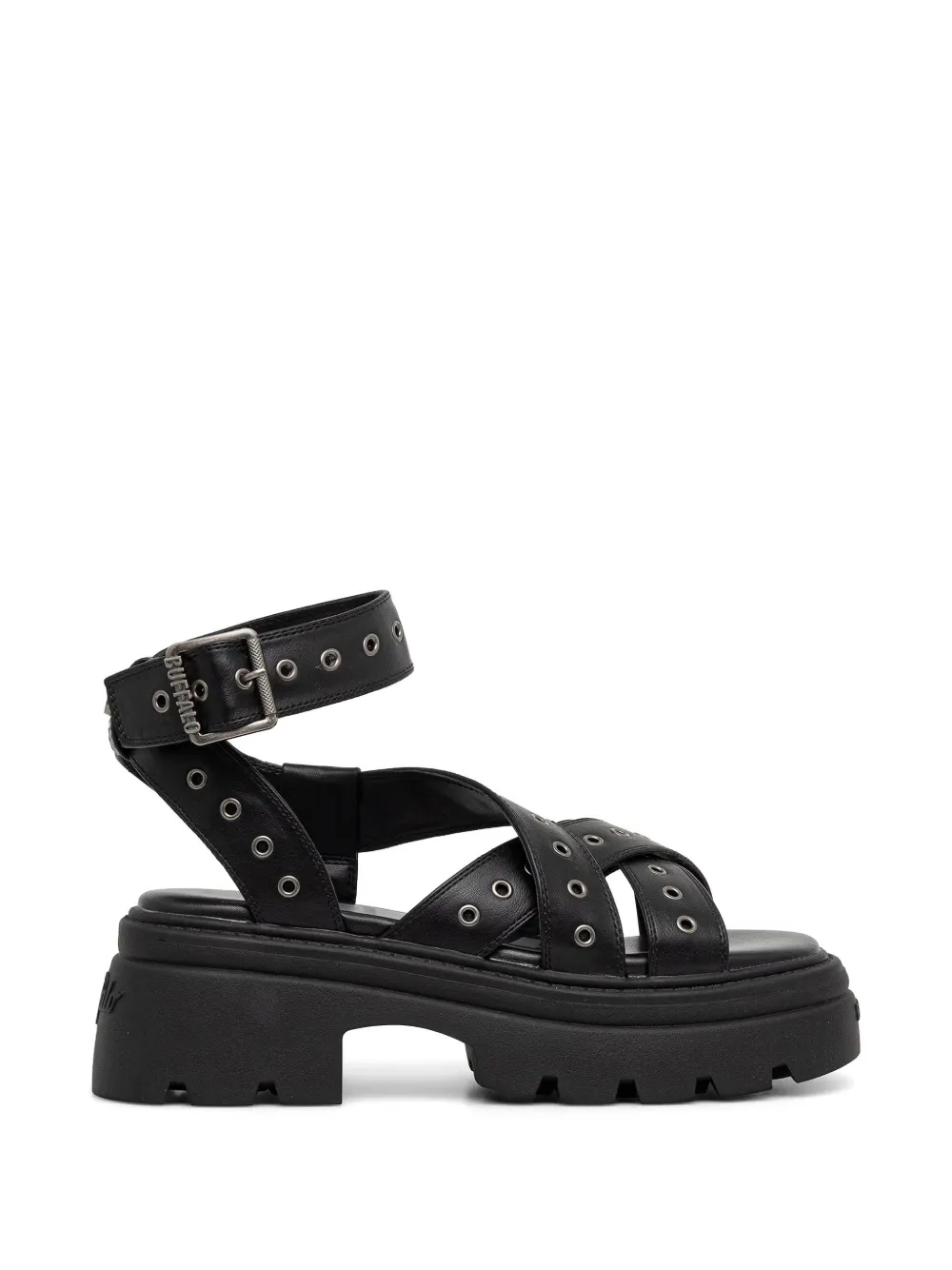 Buffalo Vega MSS RIV sandalen met plateauzool en ringlets Zwart