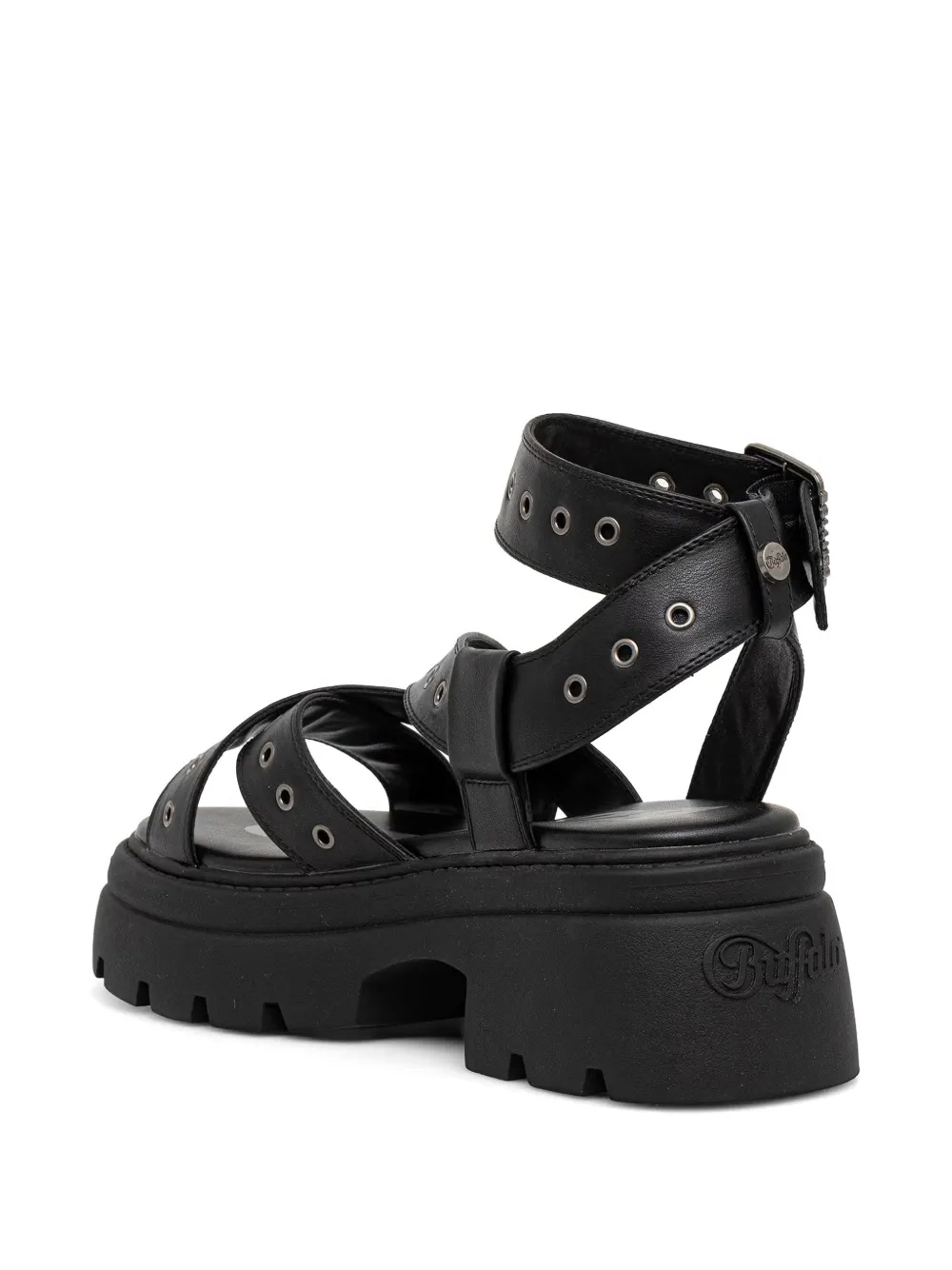 Buffalo Vega MSS RIV sandalen met plateauzool en ringlets Zwart