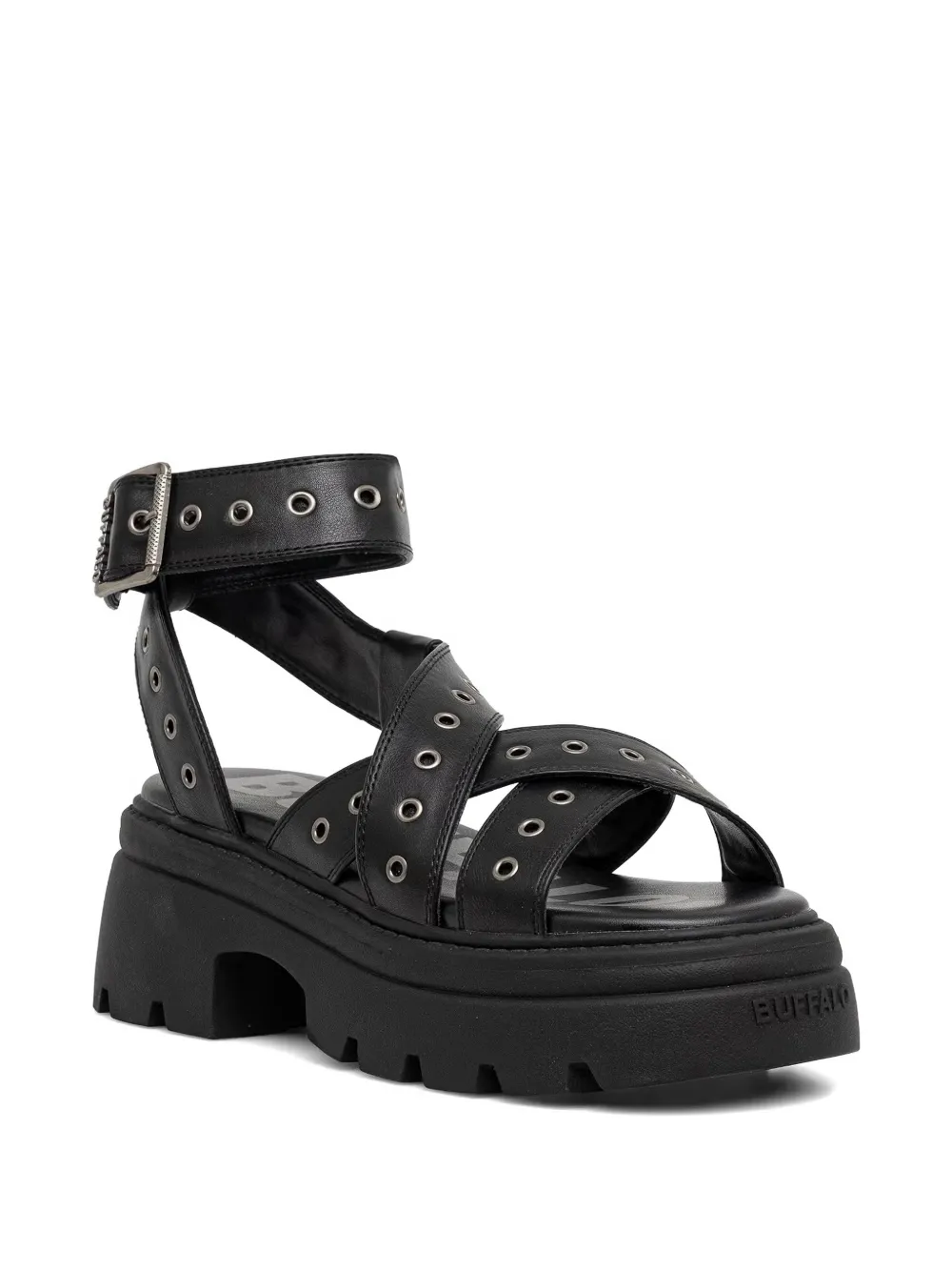 Buffalo Vega MSS RIV sandalen met plateauzool en ringlets Zwart