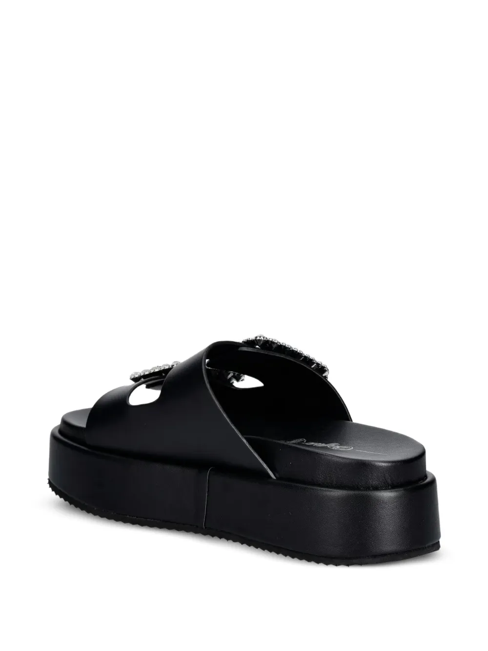 Buffalo Noa Ari Glam crystal-buckle platform slides Zwart