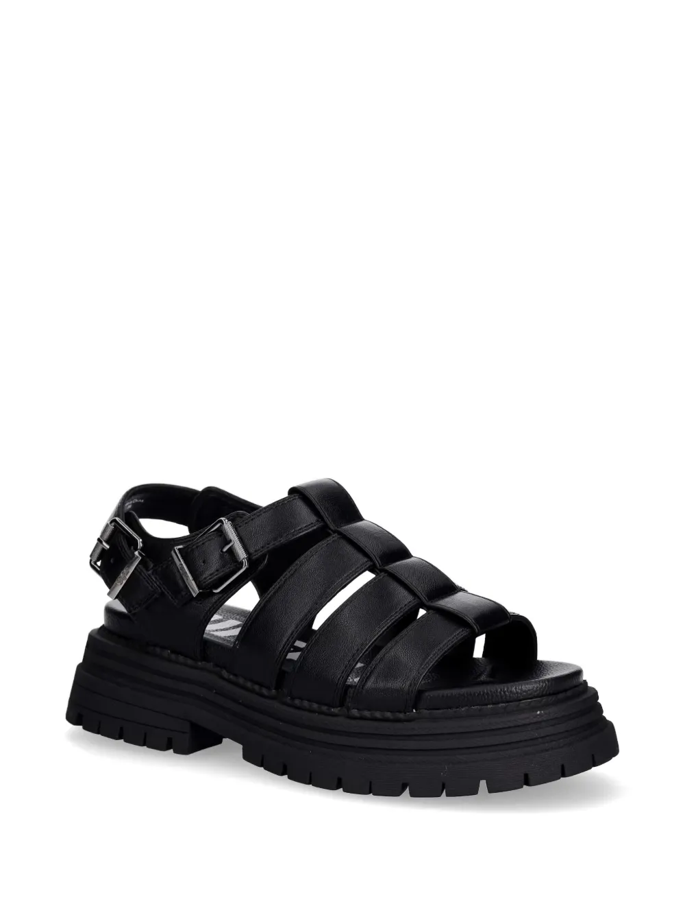 Buffalo Lennox Fisher sandalen met plateauzool Zwart
