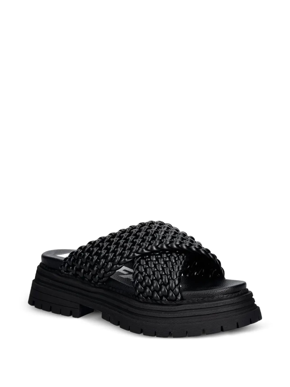 Buffalo Lennox Cross braided crossover-strap sandals Zwart