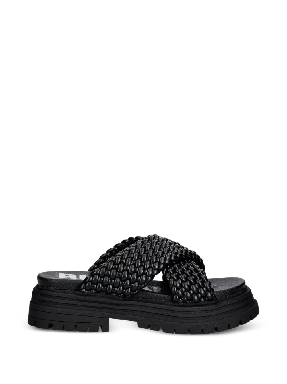 Buffalo Lennox Cross braided crossover-strap sandals Zwart