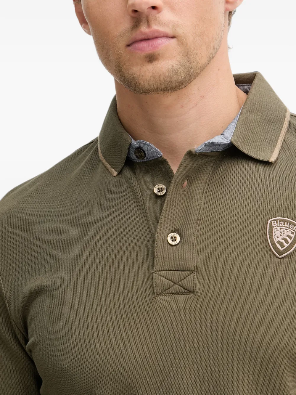 Blauer Piqué poloshirt met logopatch Groen