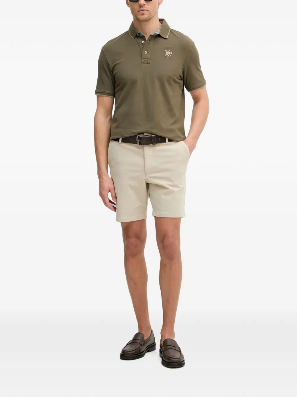 Blauer Piqué poloshirt met logopatch Groen