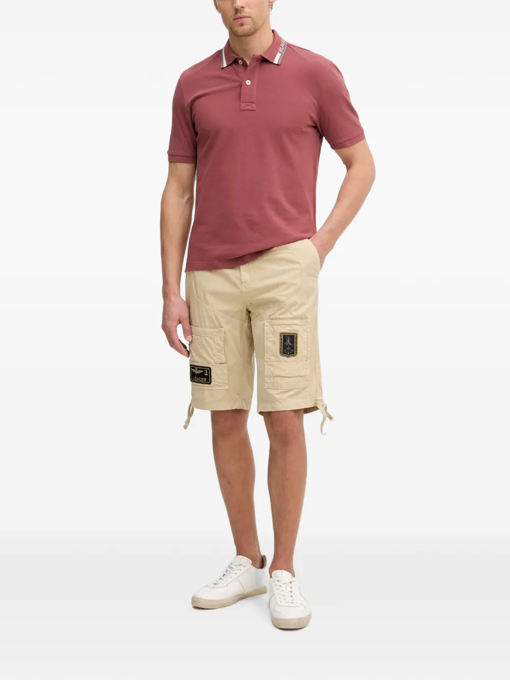 Blauer Ransom piqué poloshirt met logo-patch Rood