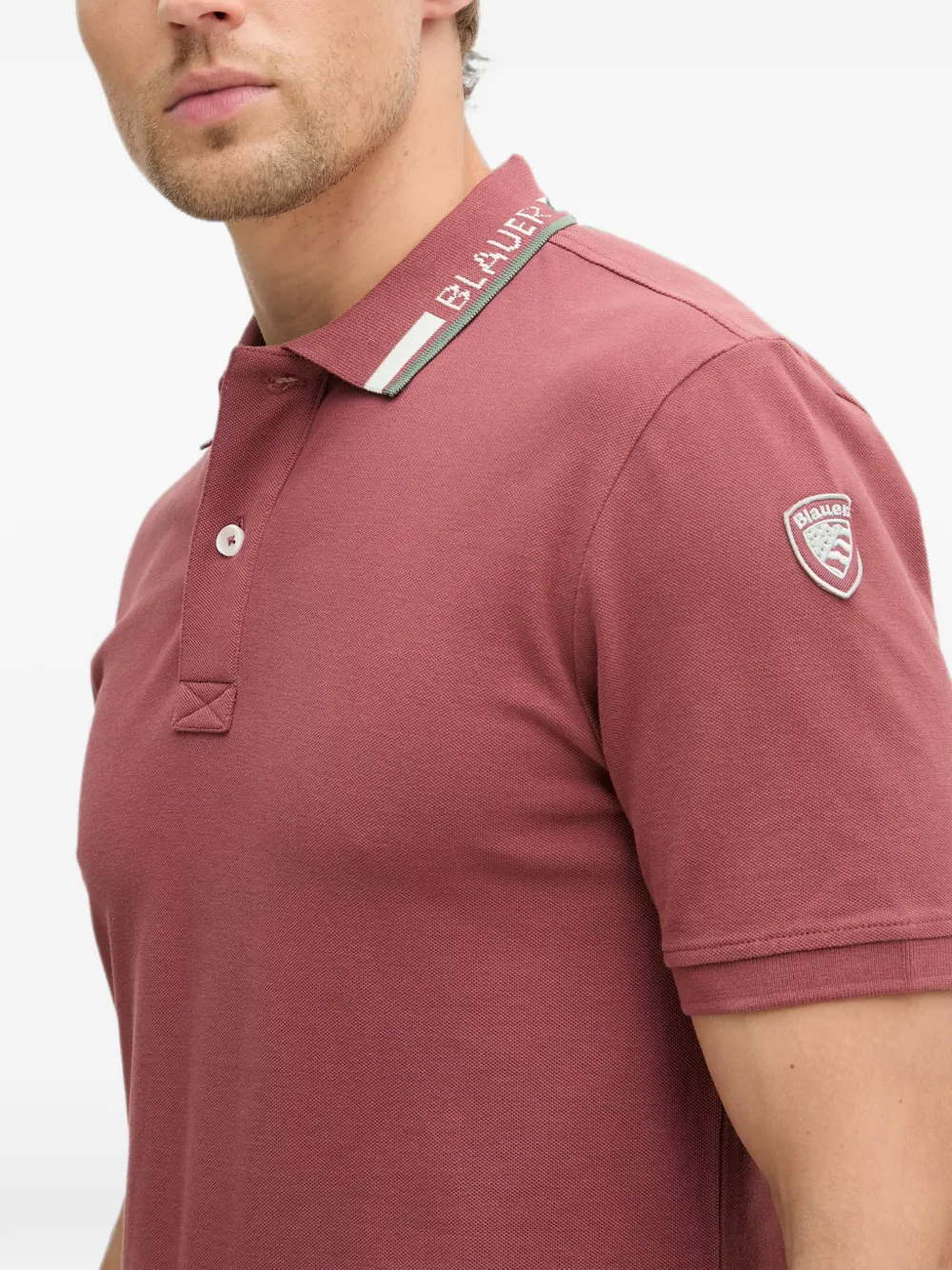Blauer Ransom piqué poloshirt met logo-patch Rood