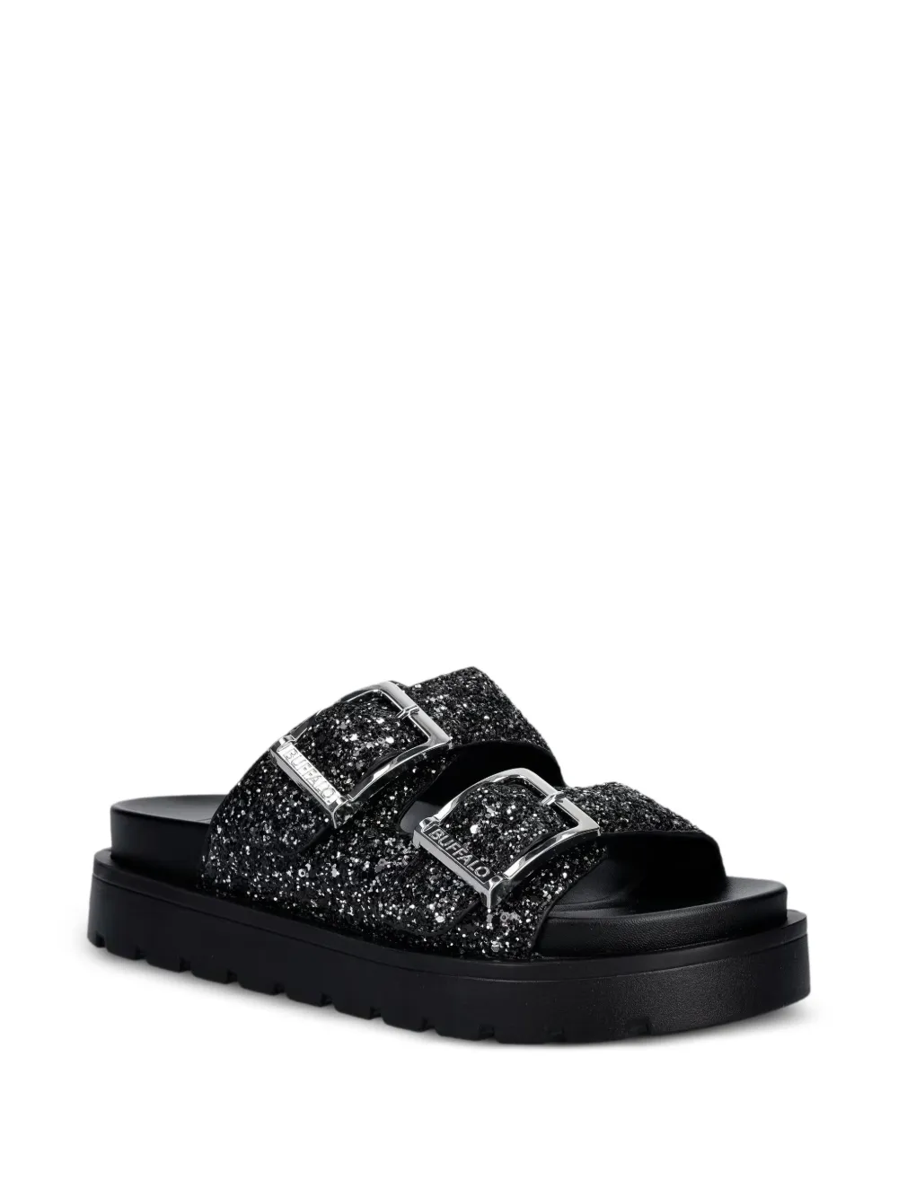 Buffalo Raya Ari Glam glitter-embellished sandals Zwart