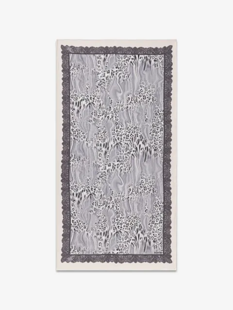Blugirl Sjaal met luipaardprint en kanten afwerking