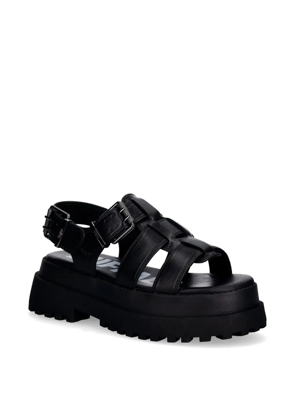Buffalo Pluto gekooide sandalen met gespsluiting Zwart