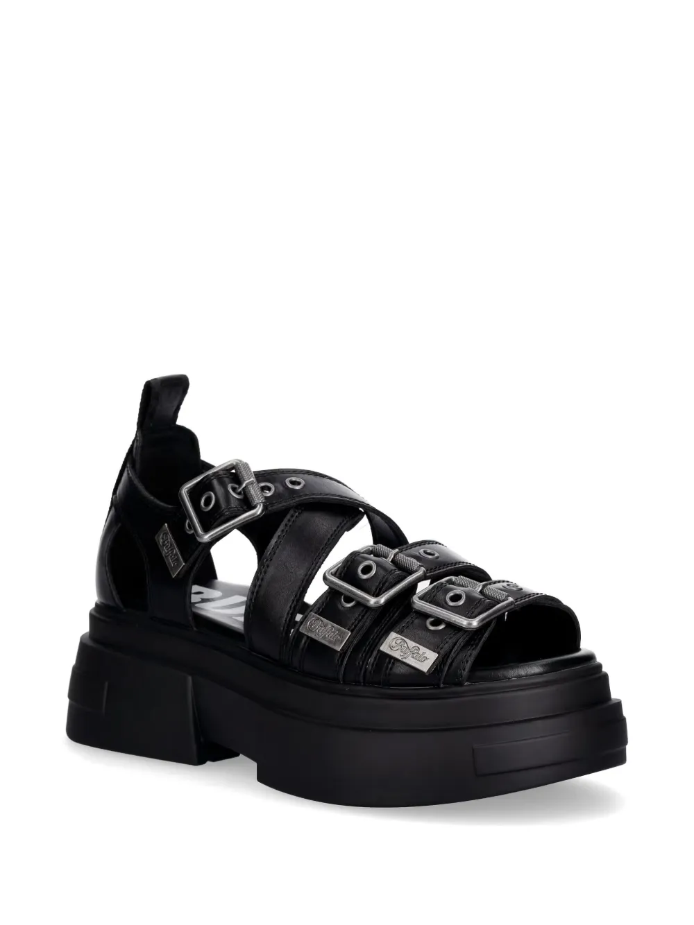 Buffalo Bolt sandalen met plateauzool en gespbandje Zwart