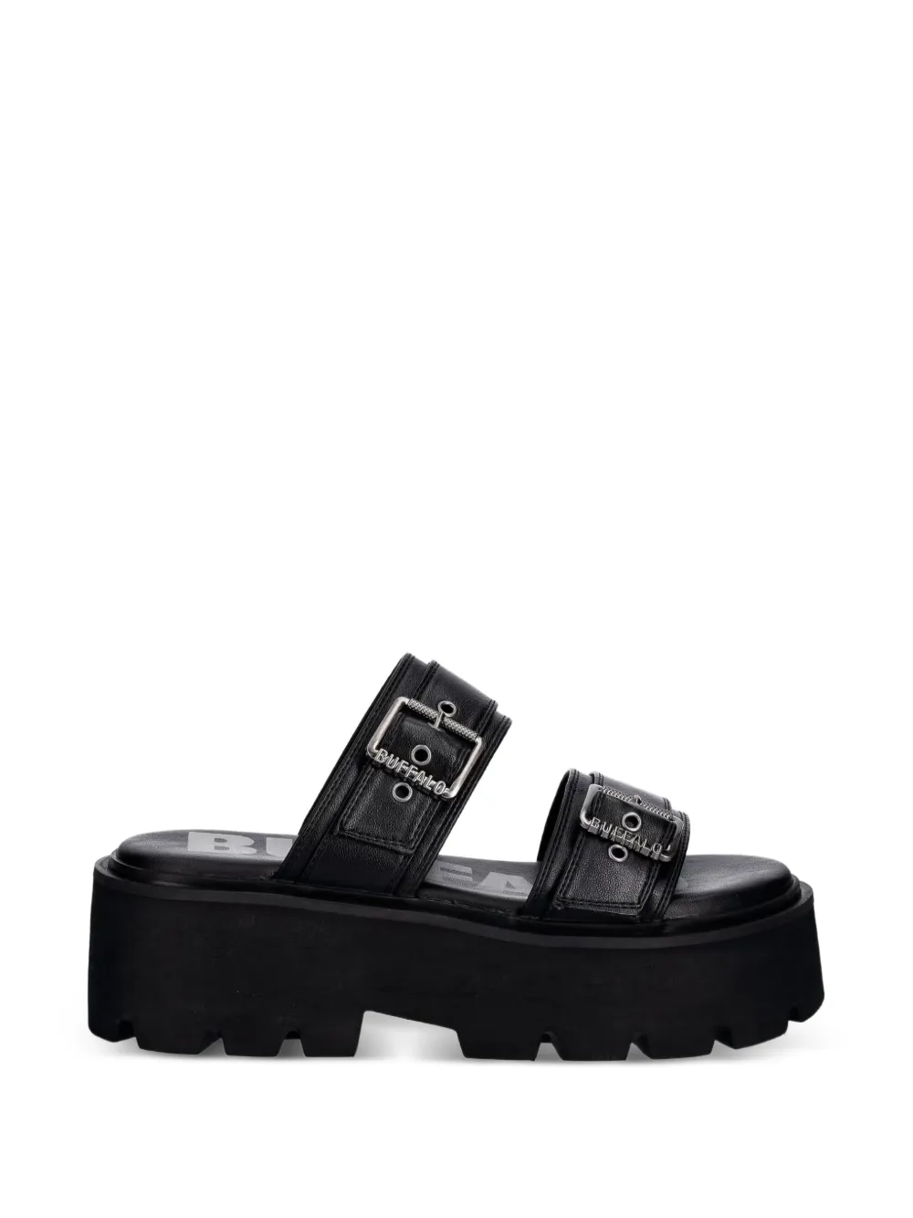 Buffalo Brake Two Strap buckle-fastening platform sandals Zwart